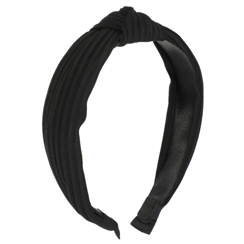Textured Cotton Knot Headband Soft Hairband 1.3 Inch Height Black